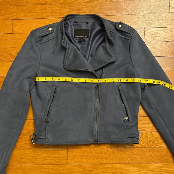 Banana Republic Slate Blue Faux Suede Moto Jacket Size S - Picture 6 of 14